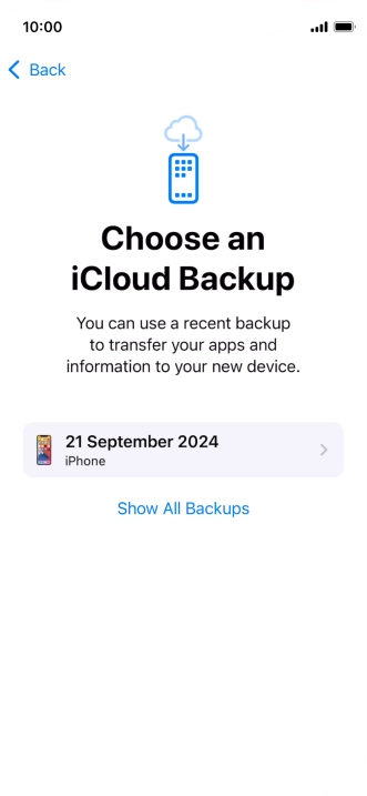 Press the required backup and your phone restores the content of the selected backup. Subsequently, follow the instructions on the screen to set up your phone and prepare it for use.