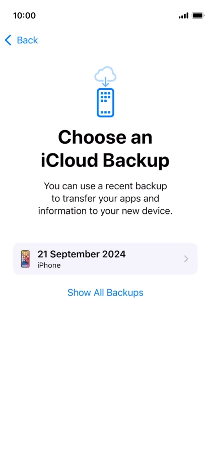 Press the required backup and your phone restores the content of the selected backup. Subsequently, follow the instructions on the screen to set up your phone and prepare it for use.