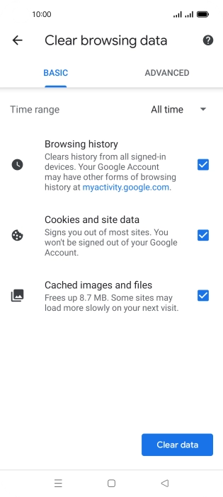 Press the fields next to the required data types.