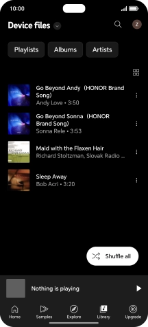 Press the required audio file.