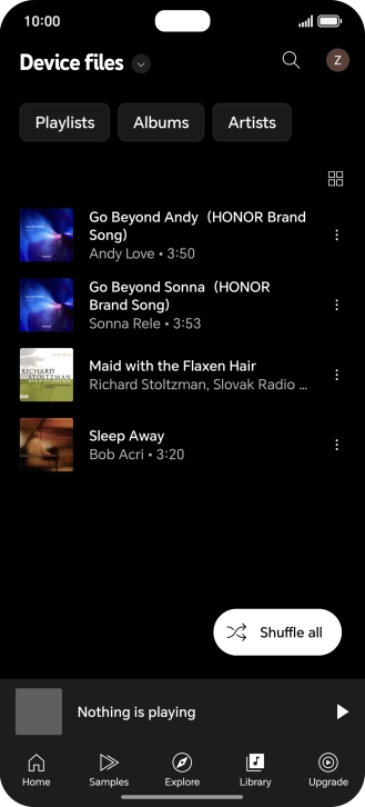 Press the required audio file.