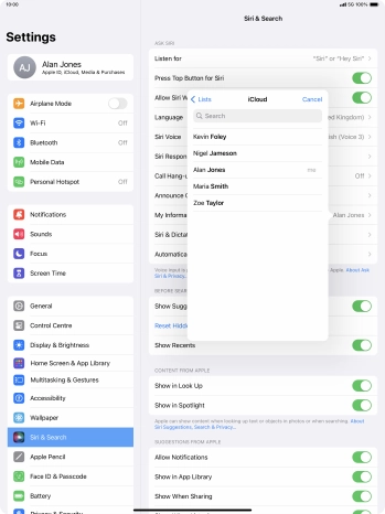 Press the required contact.