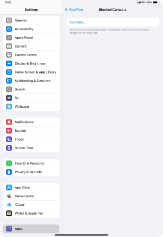 Press Add New... and follow the instructions on the screen to block a contact.