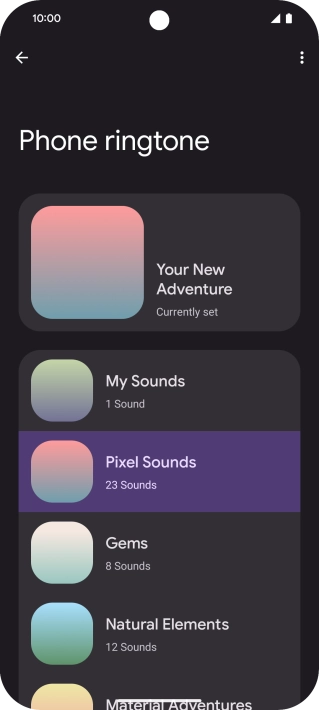 Press the required category.