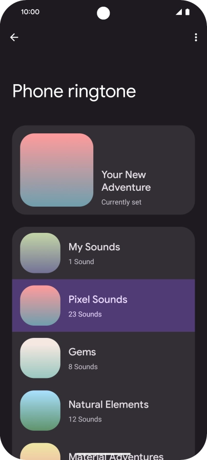 Press the required category.