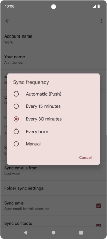 Press the required setting.