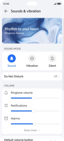 Press the required setting below 