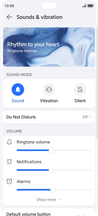 Press the required setting below 