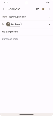 Press the text input field and write the text for your email message.