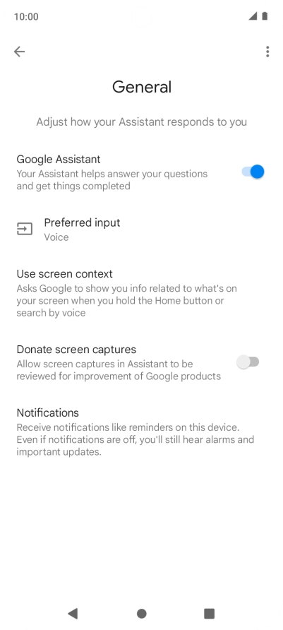 Press the Google Assistant icon.