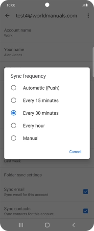 Press the required setting.