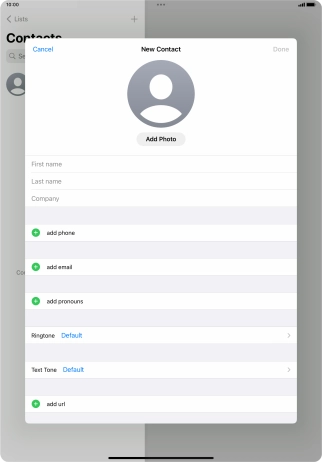 Press First name and key in the first name.
