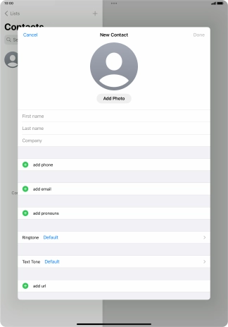 Press First name and key in the first name.