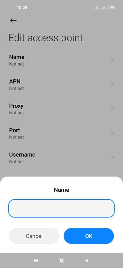 Key in Vodafone Internet and press OK.