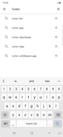 Key in Twitter and press the search icon.