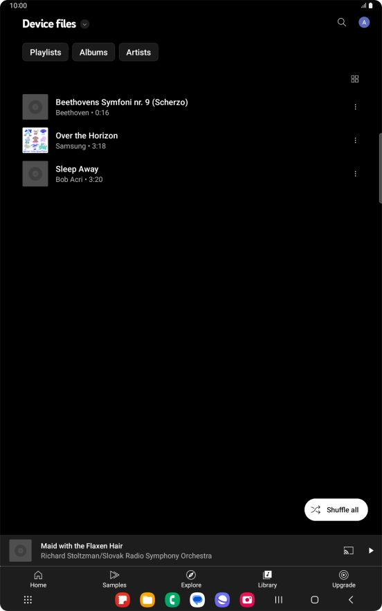 Press the required audio file.