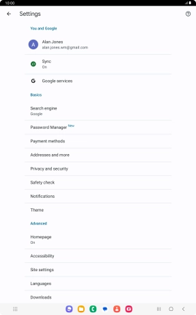 Press Privacy and security.