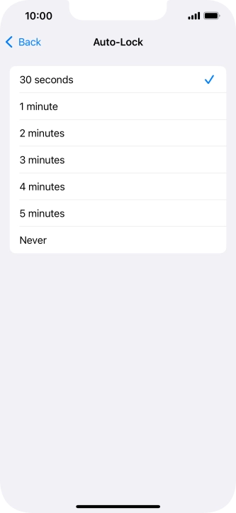 Press the required setting.