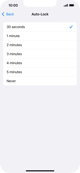 Press the required setting.