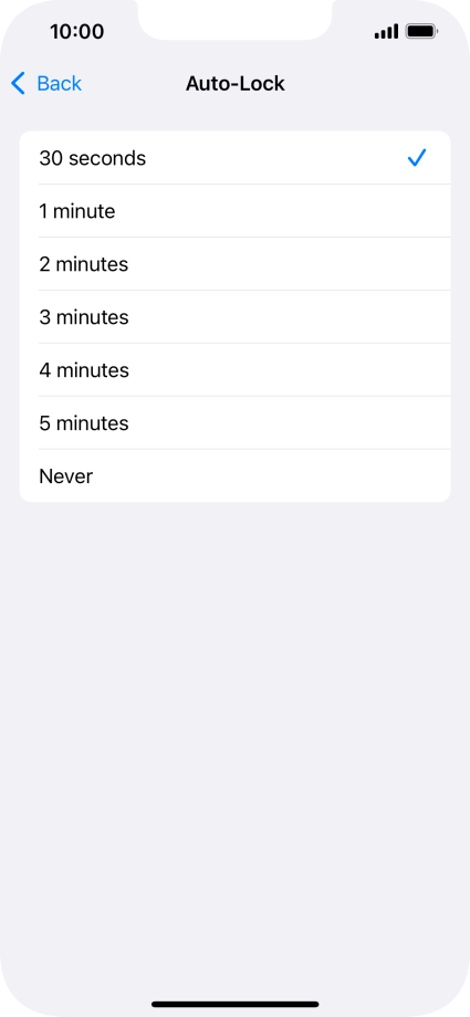 Press the required setting.