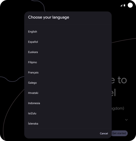 Press the required language.