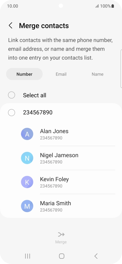 Press the field next to the required number.
