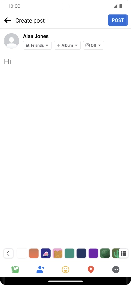 Write the required text and press POST.