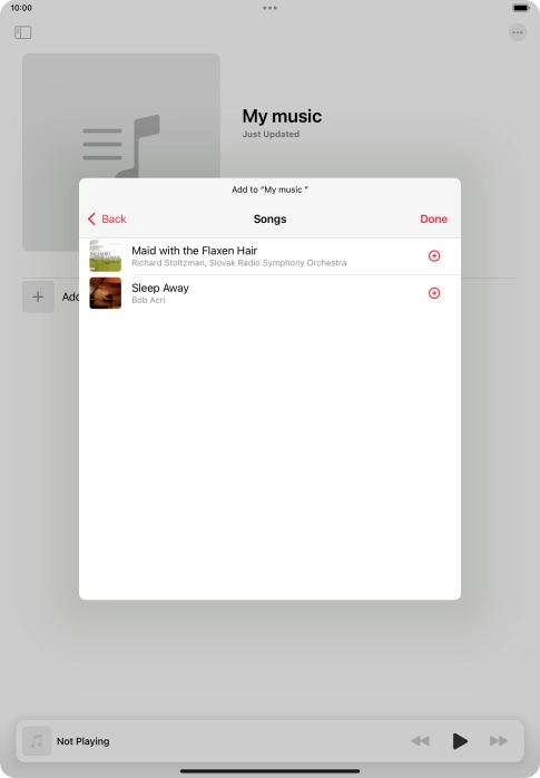 Go to the required category and press the add icon next to the required audio file.