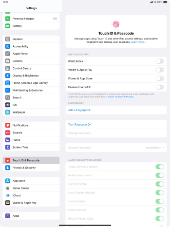 Press Turn Passcode On and key in a lock code of your own choice twice. Press Turn Passcode On and key in a lock code of your own choice twice.