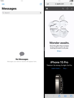 The applications are now displayed on a split screen. The applications are now displayed on a split screen.