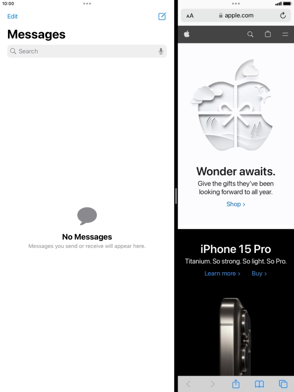 The applications are now displayed on a split screen. The applications are now displayed on a split screen.