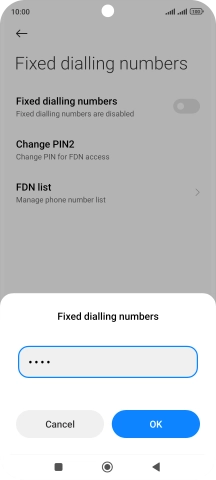 Key in your PIN2 and press OK. The default PIN2 is 1111.