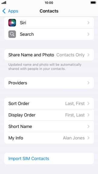 Press Import SIM Contacts.