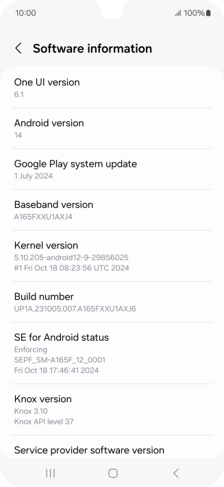 Your phone's software version is displayed below Android version. Your phone's software version is displayed below Android version.