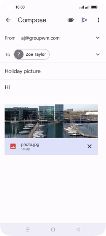 Press the send icon when you've finished your email message.