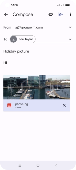Press the send icon when you've finished your email message.