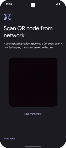Place the QR code you've received inside the phone camera frame to scan the code. Your eSIM is transferred to your new phone over the internet.