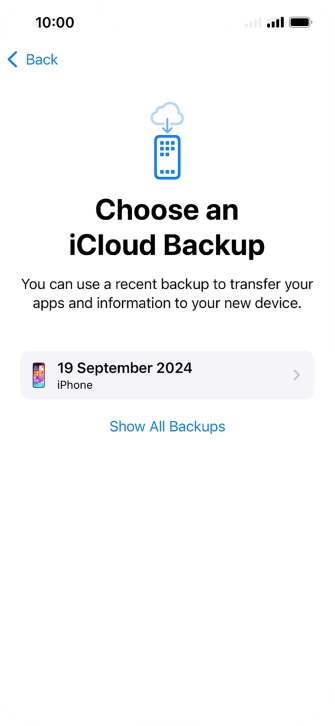 Press the required backup and your phone restores the content of the selected backup. Subsequently, follow the instructions on the screen to set up your phone and prepare it for use.