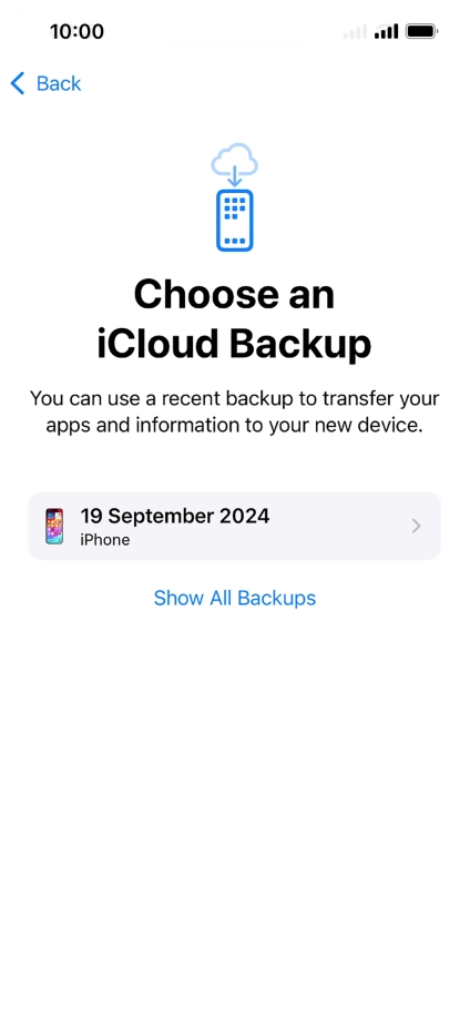 Press the required backup and your phone restores the content of the selected backup. Subsequently, follow the instructions on the screen to set up your phone and prepare it for use.