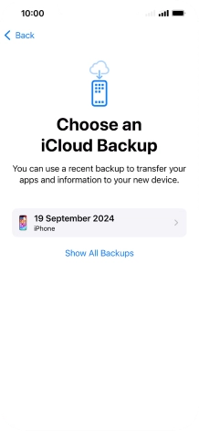 Press the required backup and your phone restores the content of the selected backup. Subsequently, follow the instructions on the screen to set up your phone and prepare it for use. Press the required backup and your phone restores the content of the selected backup. Subsequently, follow the instructions on the screen to set up your phone and prepare it for use.
