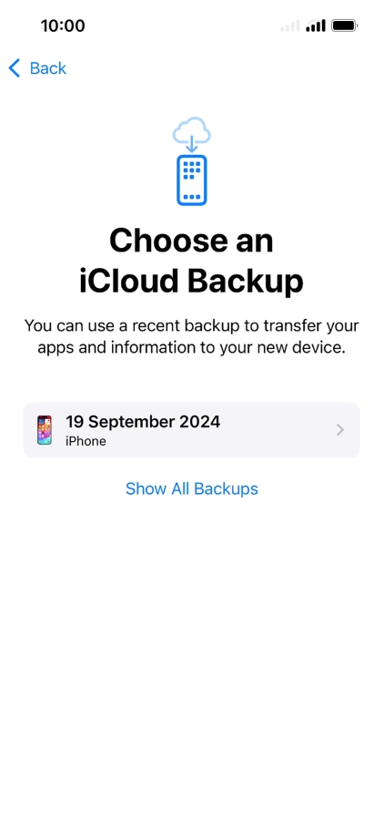 Press the required backup and your phone restores the content of the selected backup. Subsequently, follow the instructions on the screen to set up your phone and prepare it for use. Press the required backup and your phone restores the content of the selected backup. Subsequently, follow the instructions on the screen to set up your phone and prepare it for use.