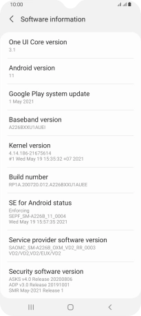 Your phone's software version is displayed below Android version.