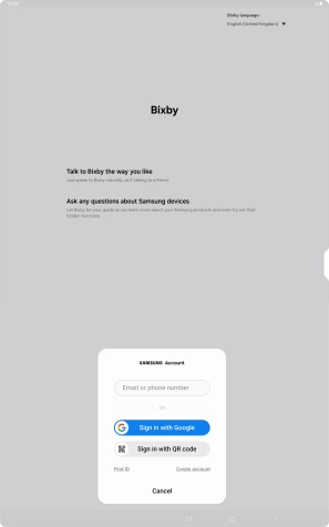 Press Email or phone number and follow the instructions on the screen to log on to your Samsung account.
