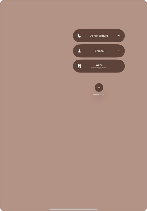 Press the required focus mode to activate or deactivate it immediately.
