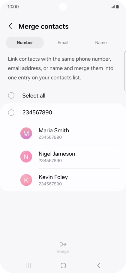 Press the field next to the required number.