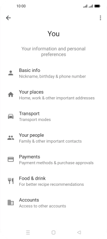 Press Basic info and follow the instructions on the screen to select phone owner settings.