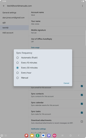 Press the required setting.