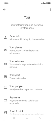 Press Basic info and follow the instructions on the screen to select phone owner settings.