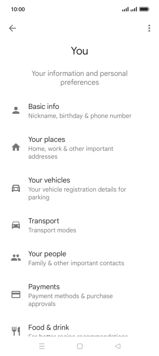 Press Basic info and follow the instructions on the screen to select phone owner settings.