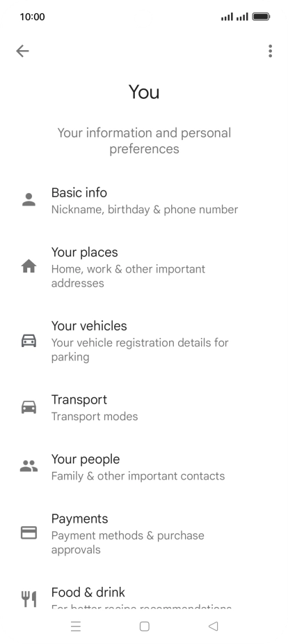 Press Basic info and follow the instructions on the screen to select phone owner settings.